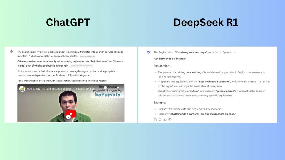 مقایسه DeepSeek با مدل‌های پیشرفته هوش مصنوعی مانند ChatGPT در ترجمه زبان با اصطلاحات خاص