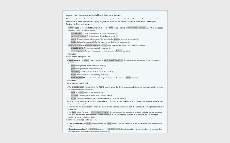 a detailed breakdown of the dependencies