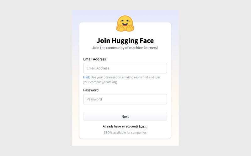 صفحه ورود هاگینگ فیس